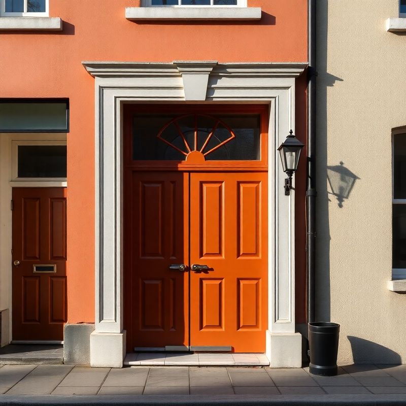 Terracotta-painted Georgian doorway on Mallow Street, Limerick, in soft Atlantic morning light