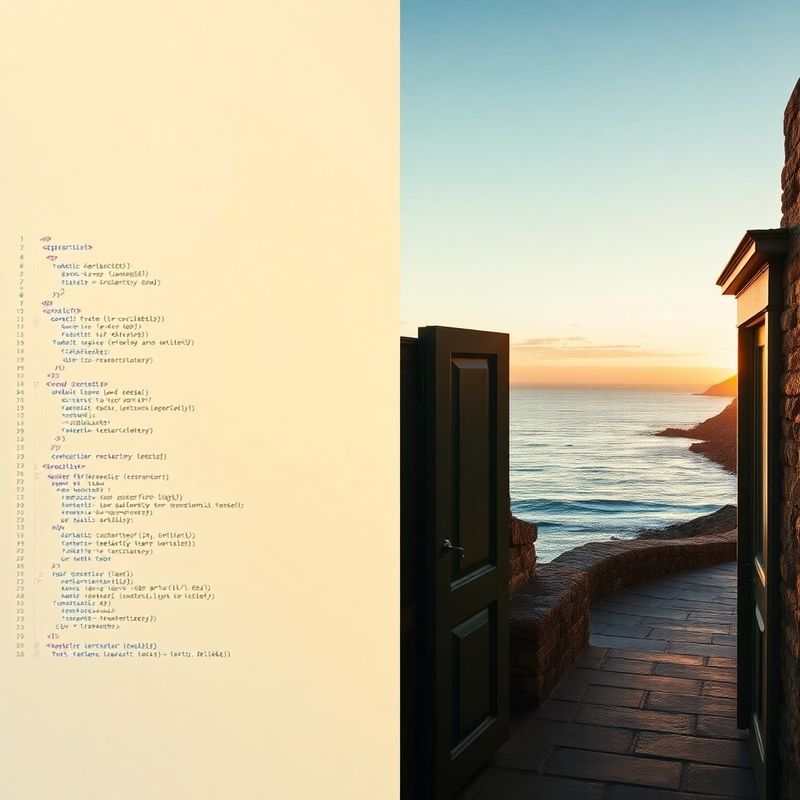 Split view of clean API documentation alongside the Atlantic coastline near Limerick at golden hour